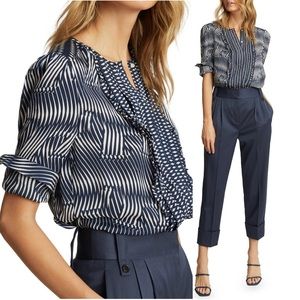 Reiss Navy and White Striped Blouse